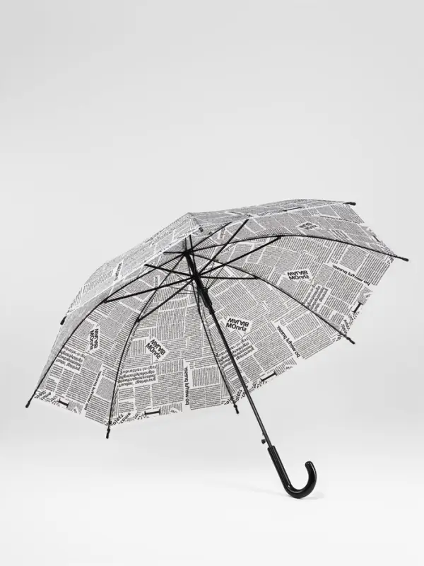 Зонт - трость полуавтоматический &laquo;Газета&raquo;, 8 спиц, R=47/54 см, d=94 см, серый