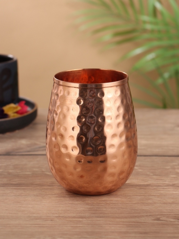 Стакан рельефный, медь, 8.5&times;8.5&times;11.5 см