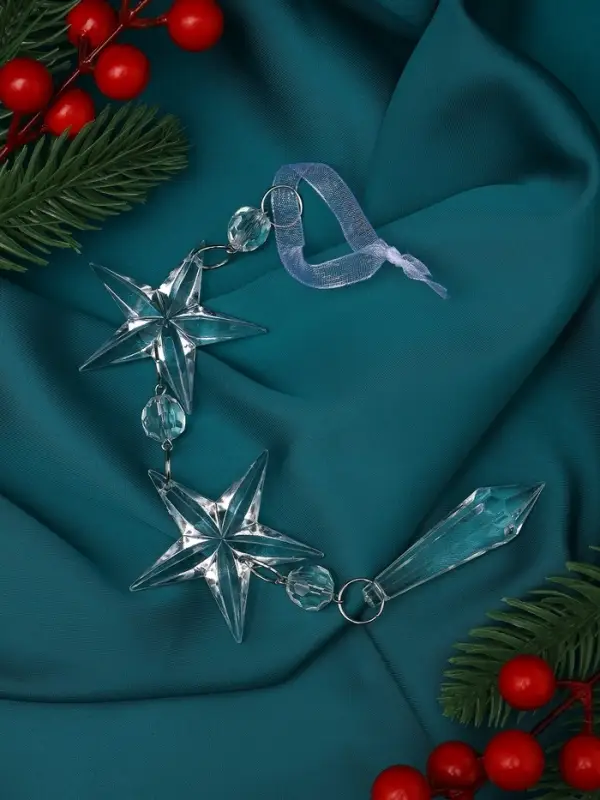 Украшение ёлочное "Льдинка" звёзды кристалл, 20х4,5 см, прозрачный