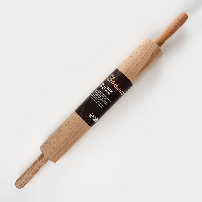 Скалка Adelica, с вращающейся ручкой, 60×6 см, бук