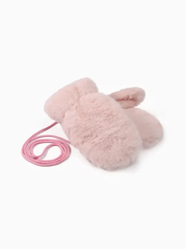 Варежки подросковые MINAKU, пушистые, 20 см цв.розовый