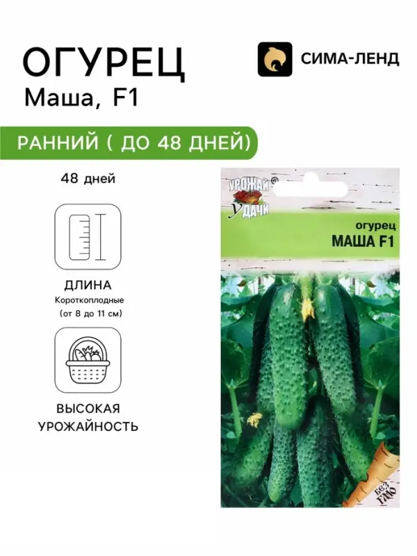 Семена Огурец &laquo;Маша&raquo;, F1, 0.2 г, &laquo;УРОЖАЙ УДАЧИ&raquo;