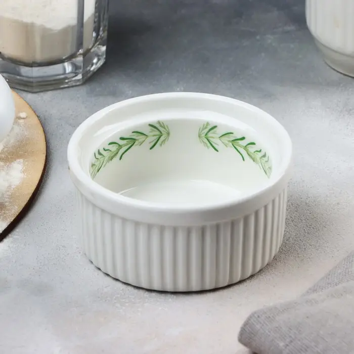 Рамекин керамический «Листья», 9.5 х 4.5 см, 200 мл, цвет белый Рамекин керамический «Листья», 9.5 х 4.5 см, 200 мл, цвет белый