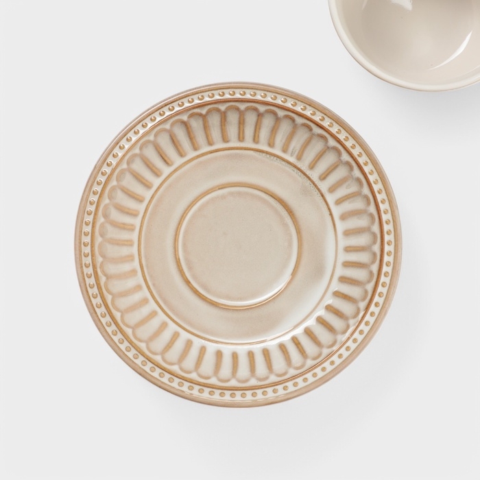 Чайная пара Доляна  Чайная пара Доляна "Винтаж" 250 мл блюдце 15х2 см, кружка 11,5х9х7 см, цвет бежевый