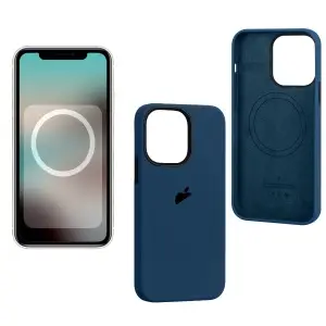 Чехол для iPhone 13 Pro Silicone Case 100% ORG Abyss Blue (MagSafe + анимация NFC) с LOGO