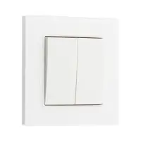Выключатель проходной TOT Glossy Glass, 10 А, 2 клавиши, скрытый монтаж, стеклянная рамка, белый