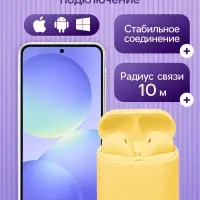 Наушники беспроводные Luazon i12, TWS, вкладыши, Bluetooth 5.0, 35/300 мАч, жёлтые матовые