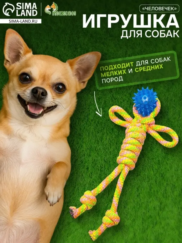 Игрушка канатная &laquo;Человечек&raquo; с мячиком, 75 г, до 24 см, цвет МИКС