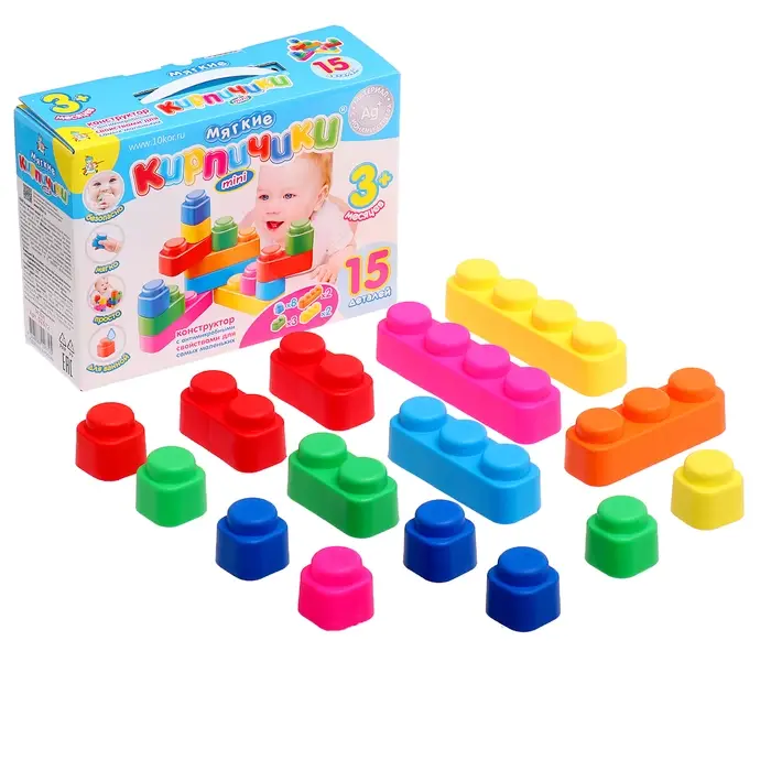 Конструктор Десятое Королевство &laquo;Мягкие кирпичики&raquo;, 15 деталей