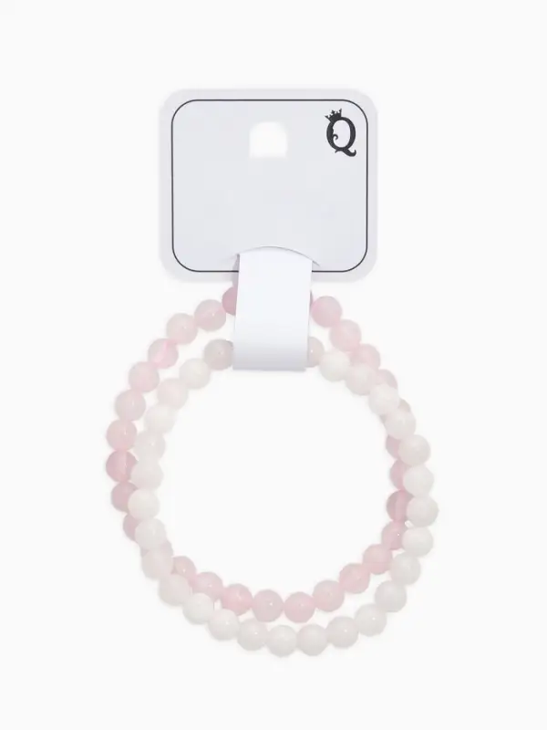 Набор браслетов из бусин &laquo;Кварц розовый и Аквамарин&raquo;, 2 шт. шар №6