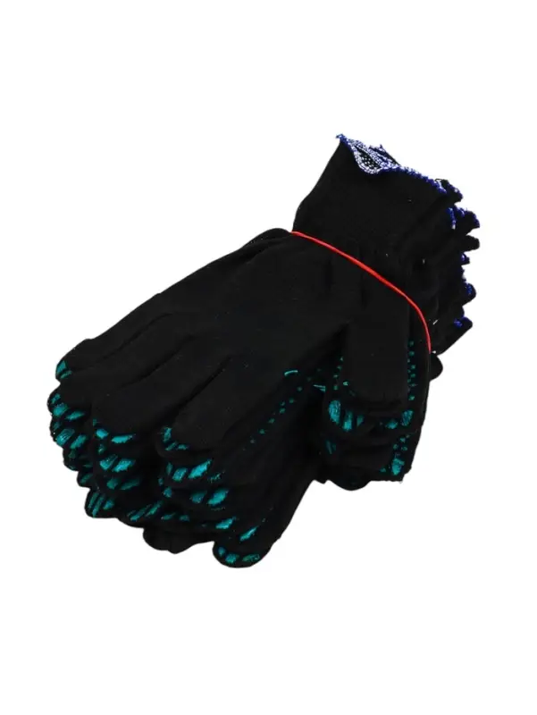 Перчатки садовые, хб, вязка 10 класс, 3 нити, размер 9, с ПВХ точками, чёрные Перчатки садовые, хб, вязка 10 класс, 3 нити, размер 9, с ПВХ точками, чёрные