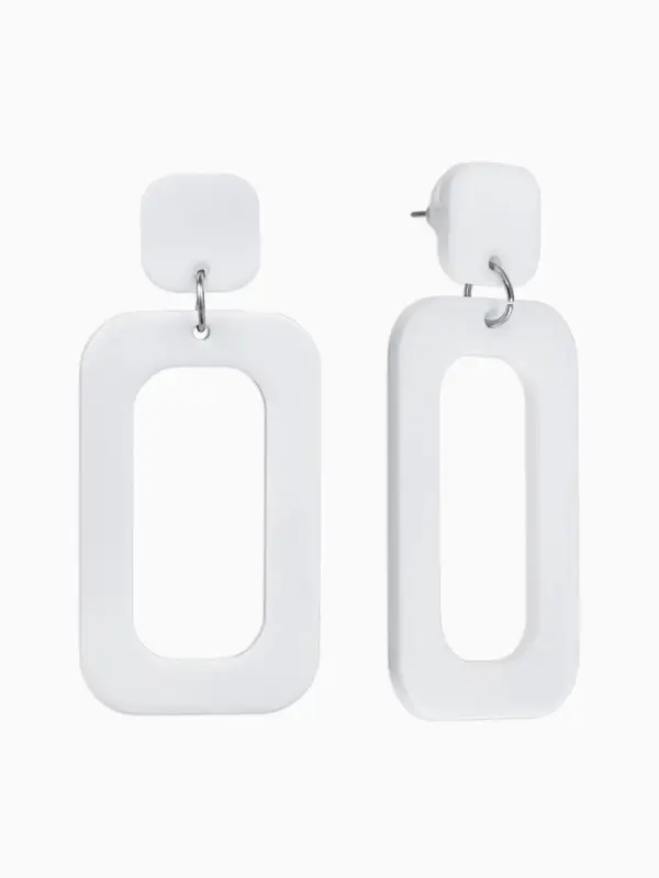 Серьги пластик &laquo;Вивьен&raquo;, прямоугольник, белые