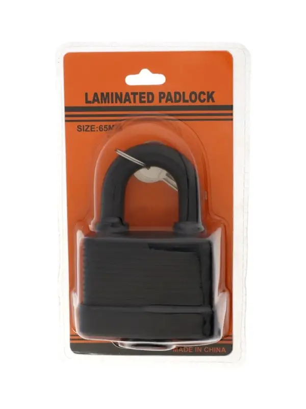 Замок навесной LOCKLAND, 65 мм, влагозащищенный, короткая дужка, 2 ключа, цвет черный