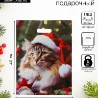 Пакет подарочный новогодний &laquo;Новогодний Мур&raquo;, полиэтиленовый с вырубной ручкой, гл 40&times;31 см