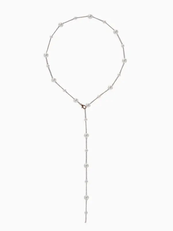 Кулон-трансформер &laquo;Россыпь жемчуга", регул-я застежка, бус №6,8, L=50см, цвет белый в золоте   10969