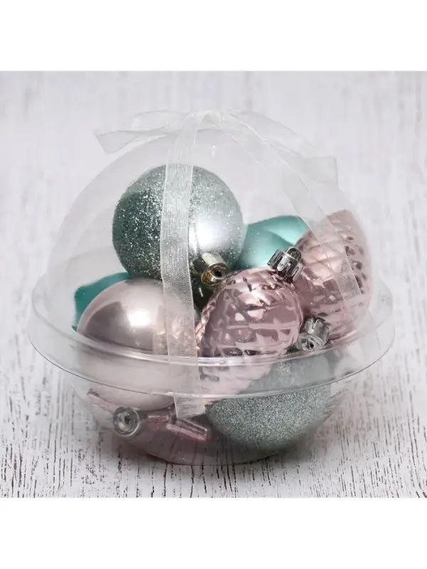 Ёлочные игрушки &laquo;Джоан&raquo;, новогодние, набор 10 шт., розово-зелёный