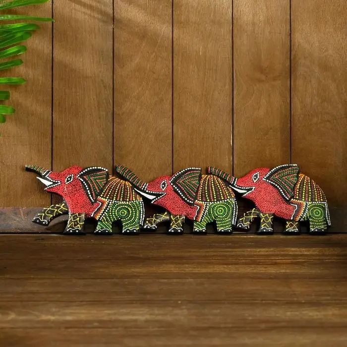 Панно декоративное  Панно декоративное "Три слона" 50х13х1,5 см МИКС