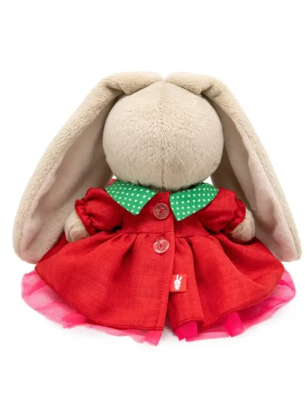 Мягкая игрушка &laquo;Зайка Ми&raquo; в красном платье и с земляничкой, 15 см
