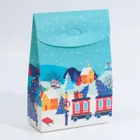 Коробка подарочная новогодняя складная &laquo;Дома&raquo;, 15 х 7 х 22 см, Новый год
