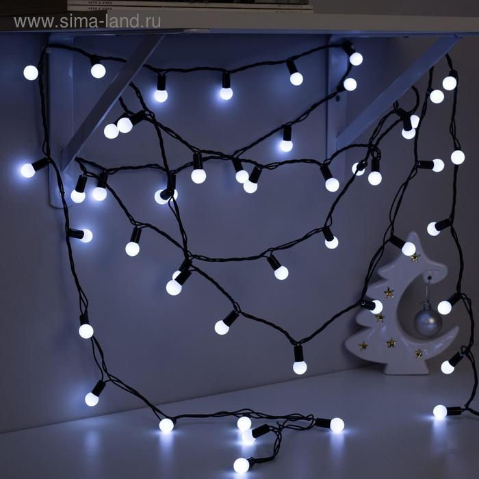 Гирлянда «Нить» 10 м с насадками «Шарики 1.5 см», IP44, тёмная нить, 100 LED, свечение белое, 8 режимов, 220 В Гирлянда «Нить» 10 м с насадками «Шарики 1.5 см», IP44, тёмная нить, 100 LED, свечение белое, 8 режимов, 220 В