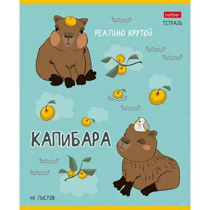 Тетрадь 48 листов в клетку &laquo;Реально крутой Капибара&raquo;, обложка мелованный картон, блок 65 г/м&sup2;, 5 В МИКС