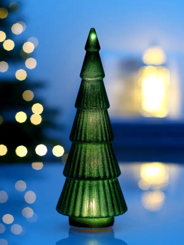 Фигура светодиодная "Елка зеленая бархатная", 5 LED, 23 см, от бат. 3xAG13, Т/БЕЛЫЙ