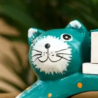 Календарь настольный «Кошка», 14×5.4×10 см, дерево, зелёный