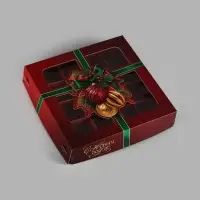 Коробка для 16 конфет &laquo;Новогодний подарок&raquo;, 18,9 х 18,9 х 3,8 см