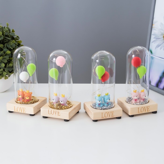 Ночник колба Ночник колба "Два мишки с шарами" LED от батареек LR44 8х8х17 см RISALUX