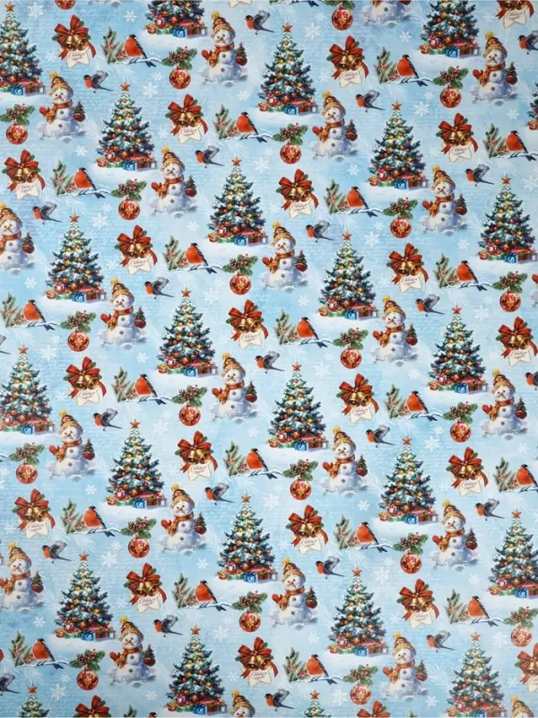 Бумага упаковочная глянцевая «Снеговичок», 70×100 см