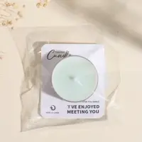 Чайная свеча ароматическая "Круглая" светло-голубая, аромат древесный 3,8х3,8х1,8 см