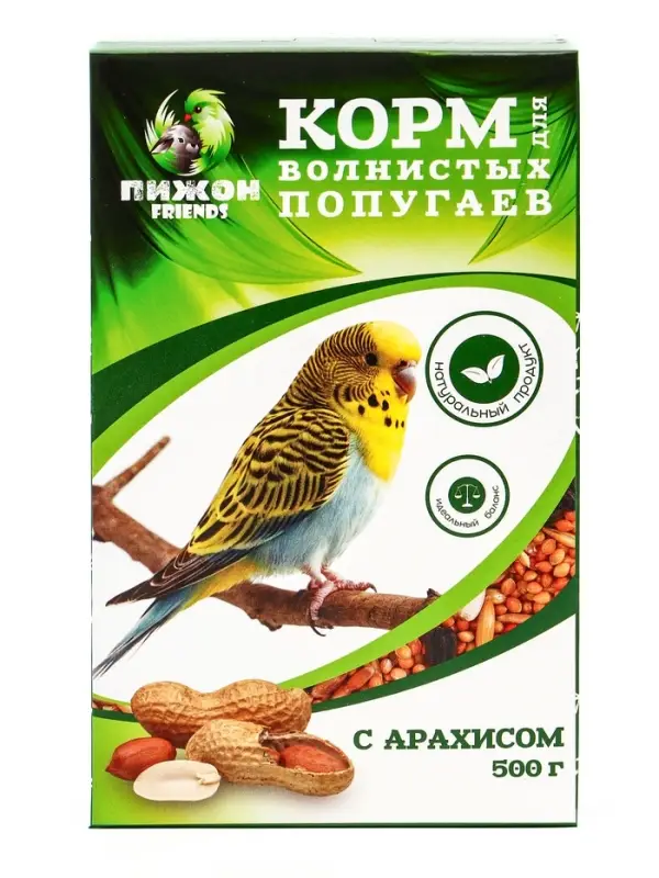 Корм &laquo;Пижон&raquo; для волнистых попугаев, с орехами, 500 г
