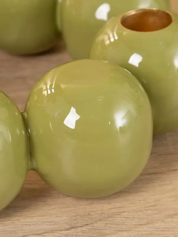 Подсвечник на 4 свечи "Бусы" с 8 сферами, авокадо 19х19х5,5 см