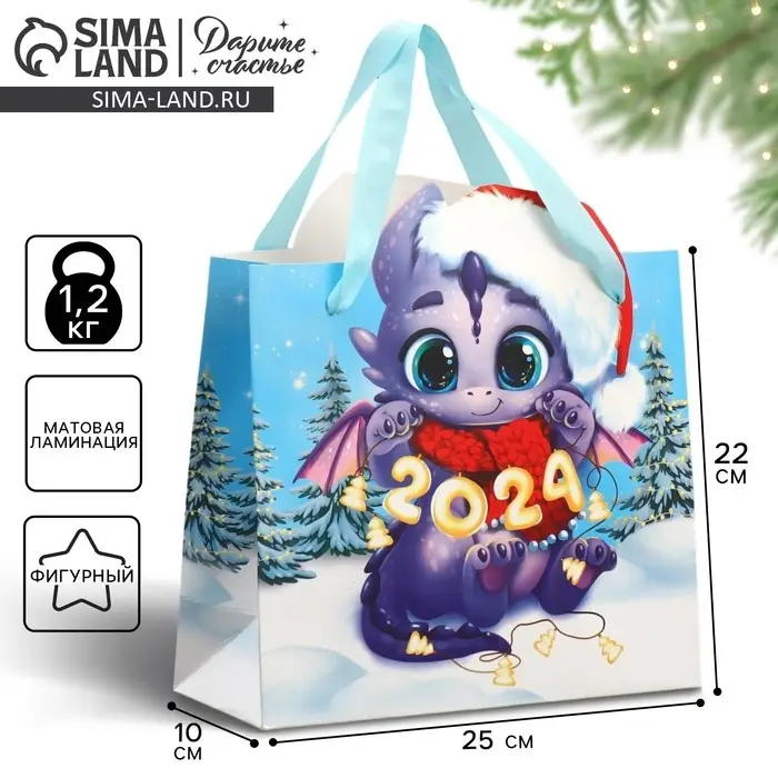 Пакет подарочный новогодний «Дракоша», 25 х 26.5 х 10 см Пакет подарочный новогодний «Дракоша», 25 х 26.5 х 10 см