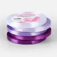 Атласная лента, набор 5 шт., 6 мм, 23&plusmn;1 м, фиолетовая, сиреневая