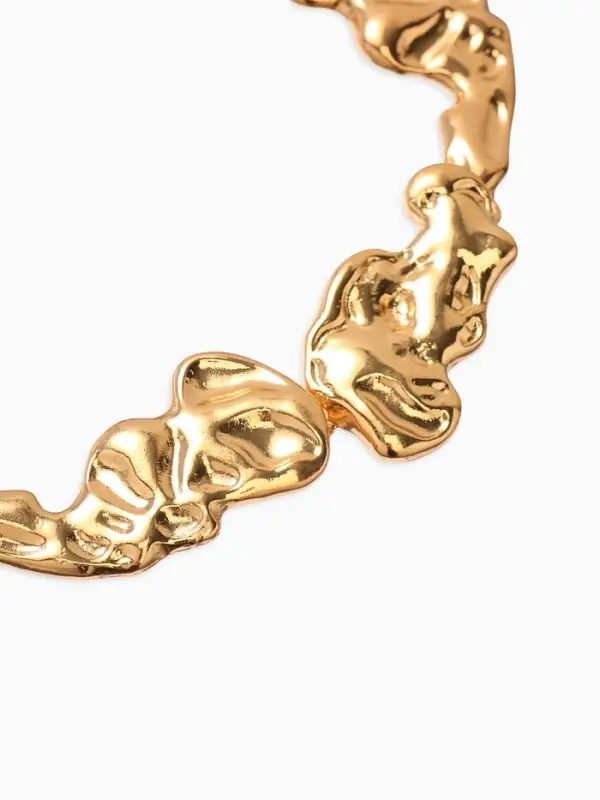 Набор 2 предмета: серьги, колье &laquo;Мятое&raquo;, 35 см, серьги 6 см, цвет золото