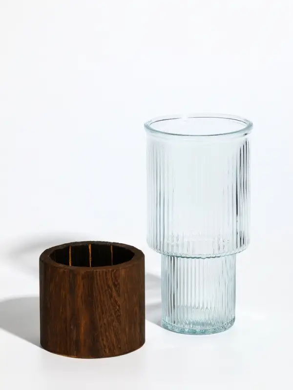 Ваза стекло настольная  Ваза стекло настольная "Лесли" линии, 20х10 см, прозрачный