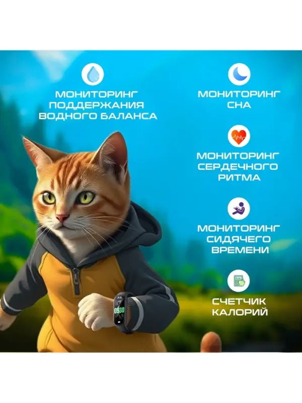 Фитнес браслет Luazon FF-SW-01, 0.96", цветной дисплей, пульсометр, оповещения, шагомер, чёрный