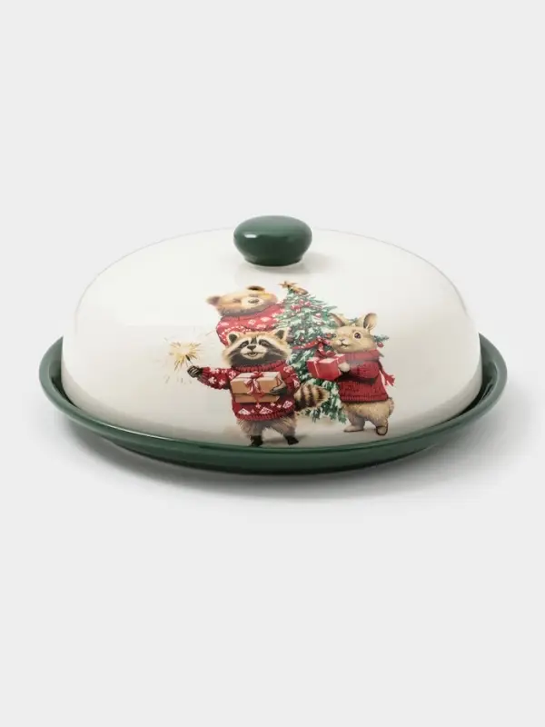 Блинница Доляна «Новогодние животные», 23.5×9.7 см, доломит, белая Блинница Доляна «Новогодние животные», 23.5×9.7 см, доломит, белая