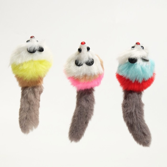 Мышь из искусственного меха, до 17 см с хвостом, микс цветов Мышь из искусственного меха, до 17 см с хвостом, микс цветов