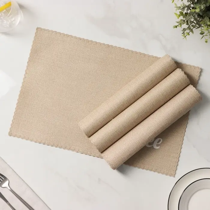 Салфетки сервировочные на стол Доляна Coffee, 4 шт., 44&times;29 см, бежевые