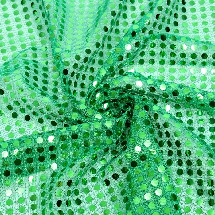 Ткань для рукоделия, сетка с пайетками, зелёная, лоскут 47.5&times;50 см