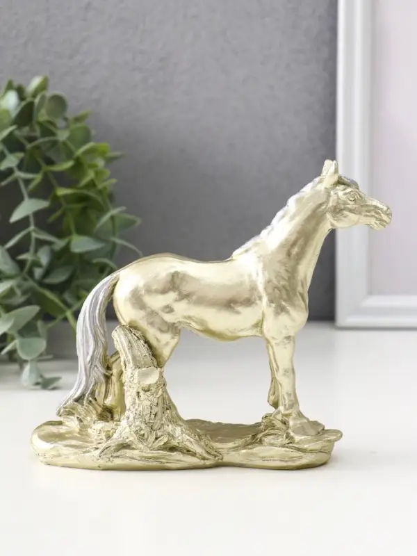 Сувенир полистоун Сувенир полистоун "Лошадь золотая с серебристой гривой" 13х4х12,3 см