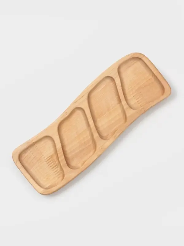 Менажница прямоугольная Доляна, 30&times;10&times;1.8 см, 4 секции, дерево берёза