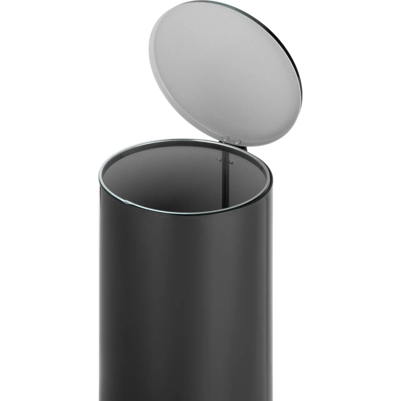 Ведро мусорное стальное 30л круглое черное с педалью и крышкой 250х600мм