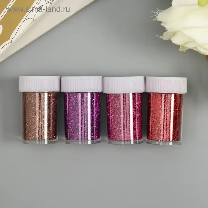 Глиттер в баночке с дозатором «Пудра красная палитра», набор 4 шт. 1б=8 г, 2.8×10.7×5.2 см Глиттер в баночке с дозатором «Пудра красная палитра», набор 4 шт. 1б=8 г, 2.8×10.7×5.2 см