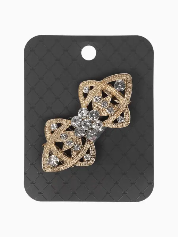 Зажим для кардигана "Ажур", лепестки, цвет белый в золоте