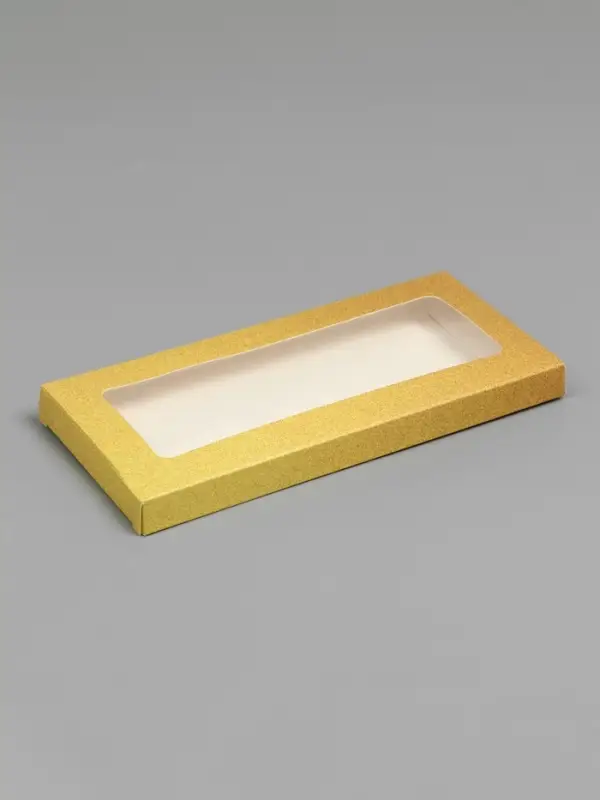 Подарочная коробка под плитку шоколада, с окном, золотая, 17×8×1.4 см Подарочная коробка под плитку шоколада, с окном, золотая, 17×8×1.4 см