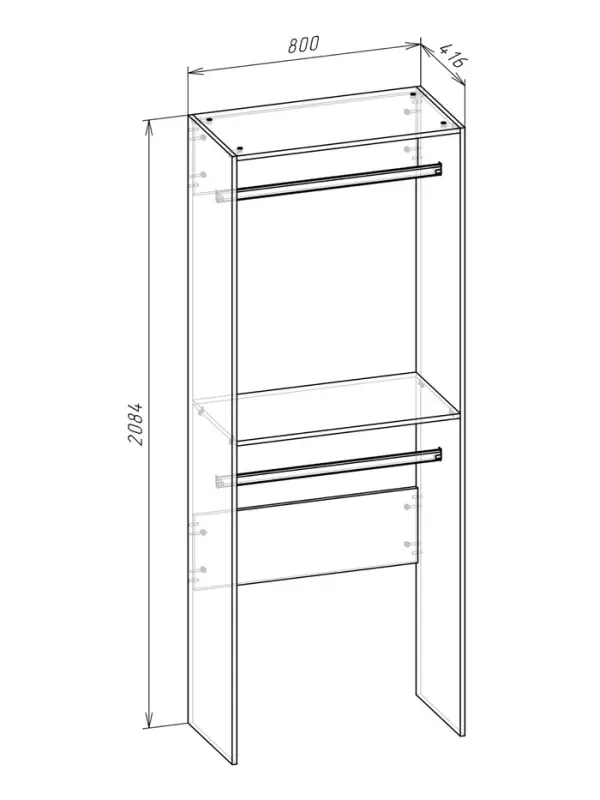 Вешалка модульной гардеробной системы «Модус», 2090×800×420 мм, цвет белый
