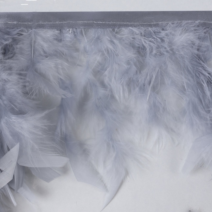 Тесьма с перьями индюка, 13-17 см, 5 ± 0,5 м, цвет светло-серый Тесьма с перьями индюка, 13-17 см, 5 ± 0,5 м, цвет светло-серый